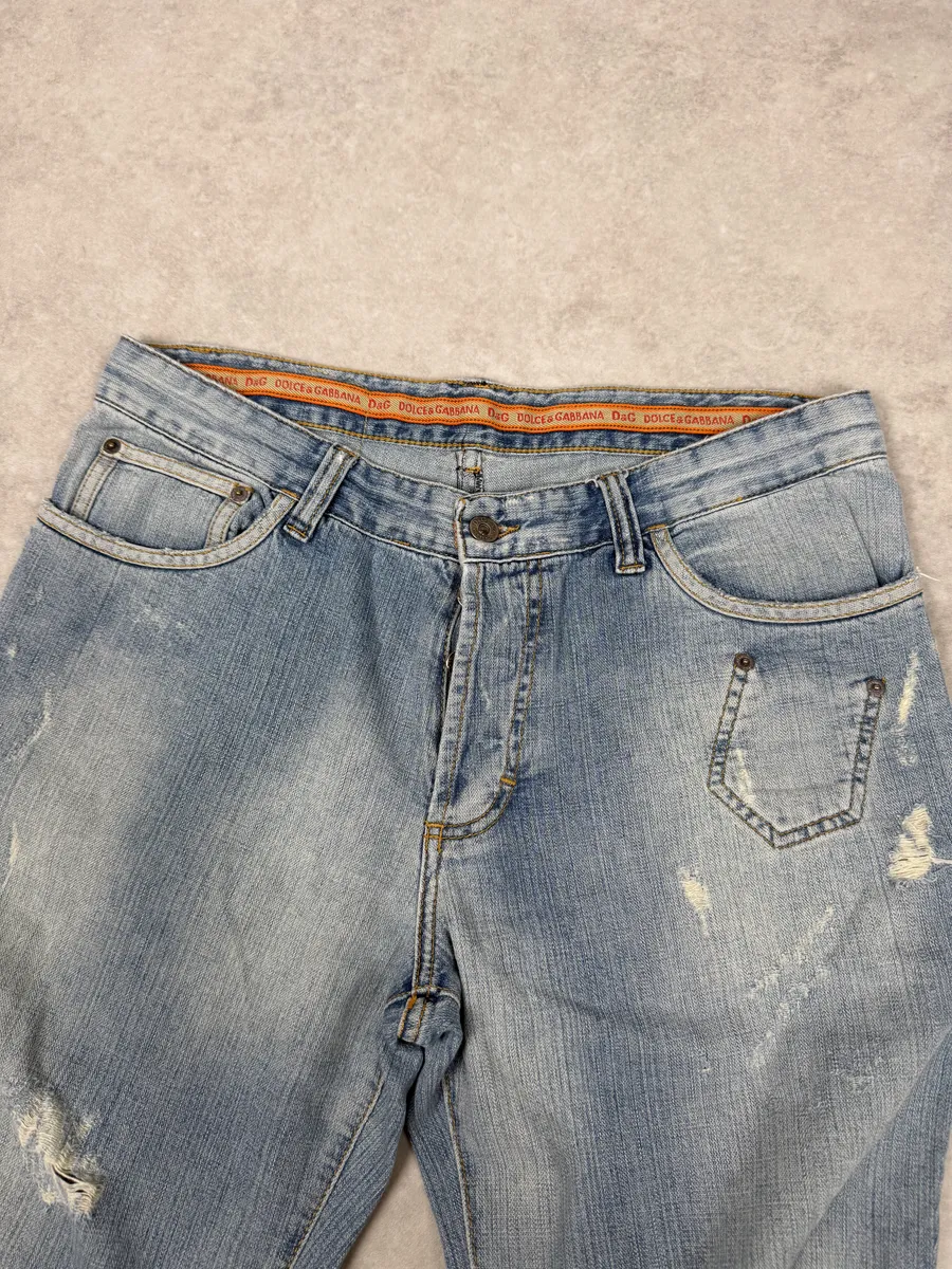 SS2006 Dolce & Gabbana Blue Distressed Contemporary Denim Jeans - Image 11