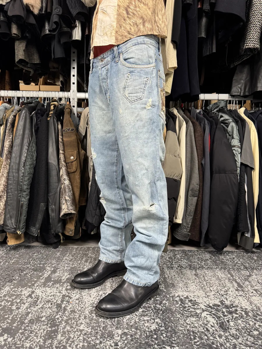 SS2006 Dolce & Gabbana Blue Distressed Contemporary Denim Jeans - Image 3