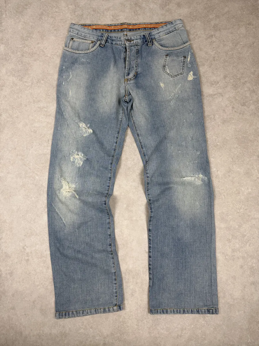 SS2006 Dolce & Gabbana Blue Distressed Contemporary Denim Jeans - Image 5
