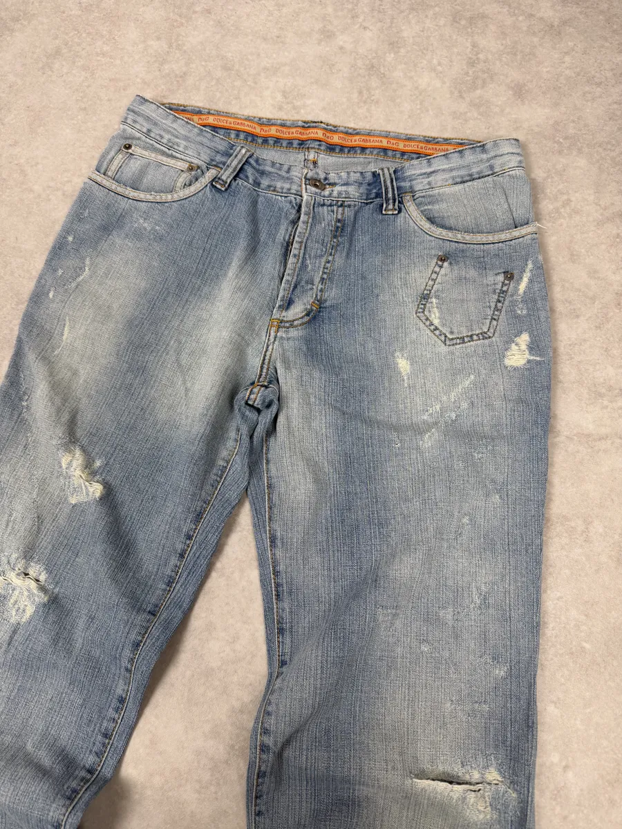 SS2006 Dolce & Gabbana Blue Distressed Contemporary Denim Jeans - Image 6
