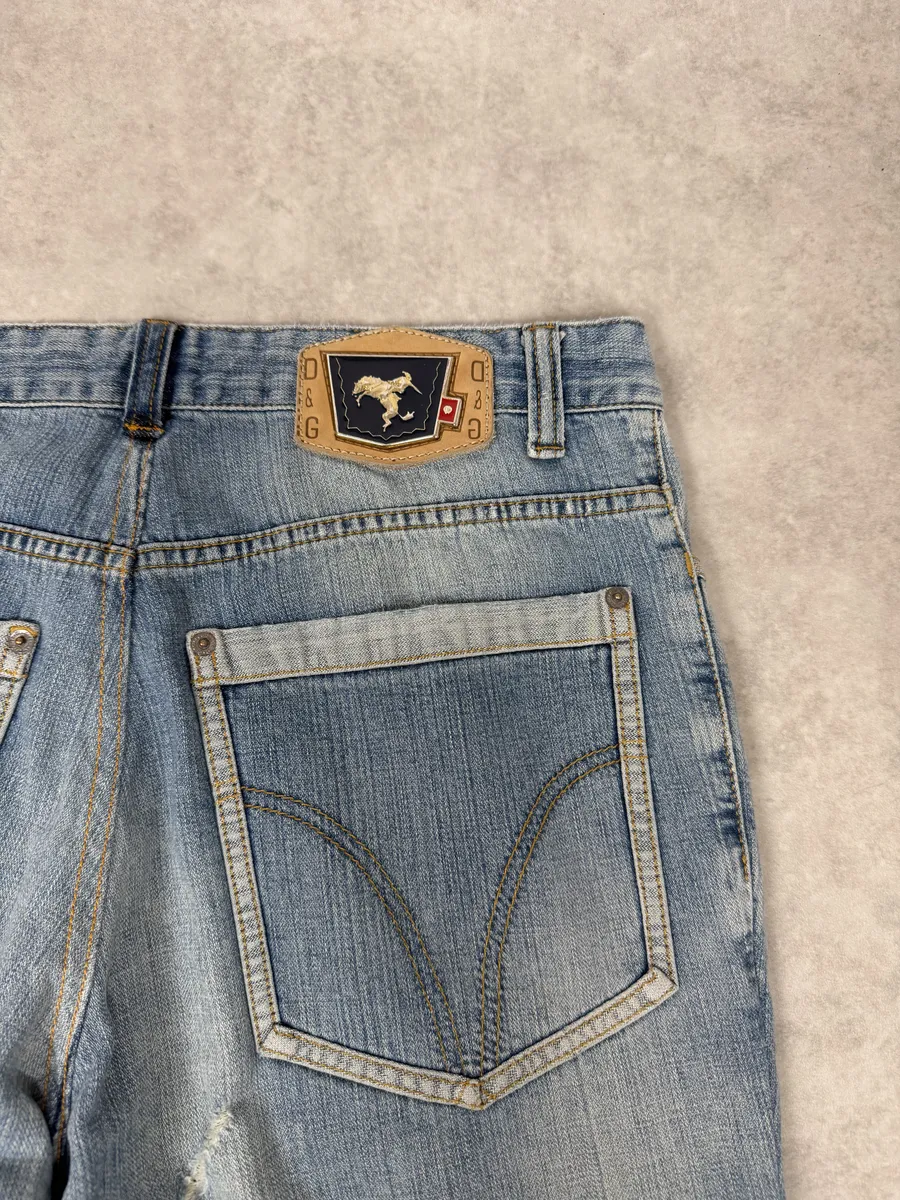 SS2006 Dolce & Gabbana Blue Distressed Contemporary Denim Jeans - Image 8