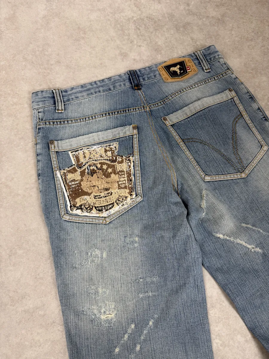 SS2006 Dolce & Gabbana Blue Distressed Contemporary Denim Jeans - Image 9