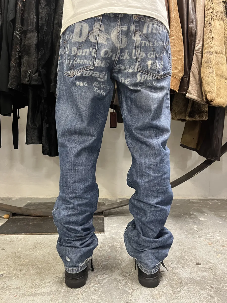 SS2006 Dolce & Gabbana Blue Poem Denim Jeans