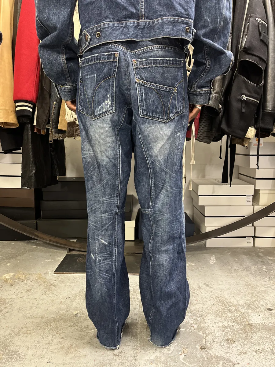 SS2006 Dolce & Gabbana Blue Sun Faded Denim Jeans - Image 3