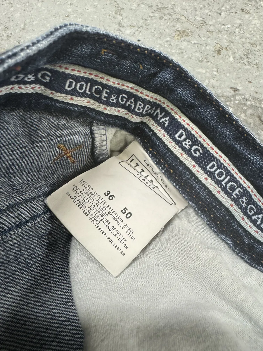 SS2006 Dolce & Gabbana Blue Sun Faded Denim Jeans - Image 6