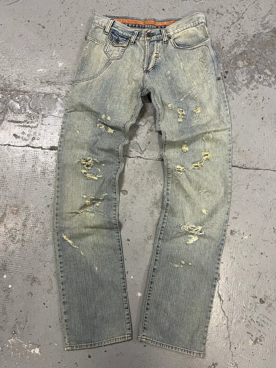 SS2006 Dolce & Gabbana Distressed Blue Denim Jeans - Image 2