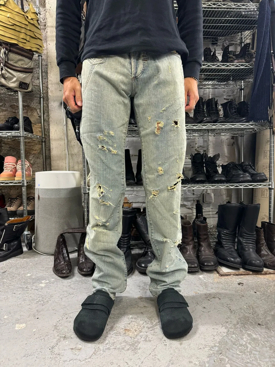 SS2006 Dolce & Gabbana Distressed Blue Denim Jeans - Image 3