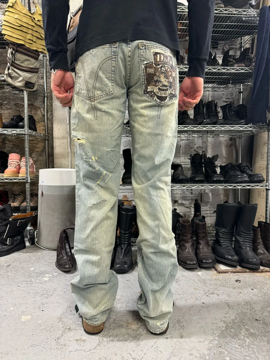 SS2006 Dolce & Gabbana Distressed Blue Denim Jeans - Image 5