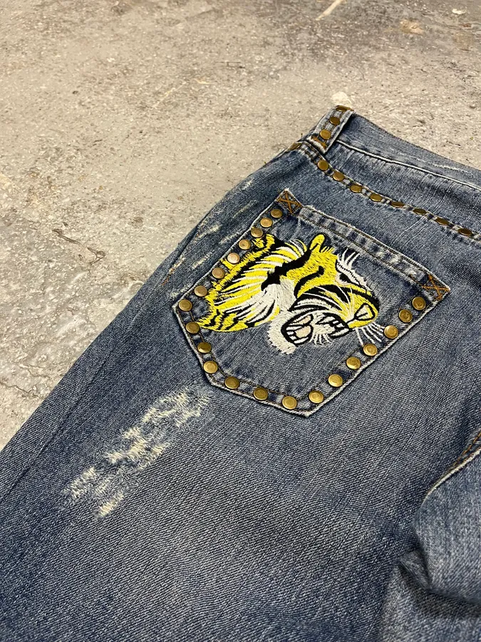 SS2006 Dolce & Gabbana Embellished Blue Tiger Jeans - Image 11