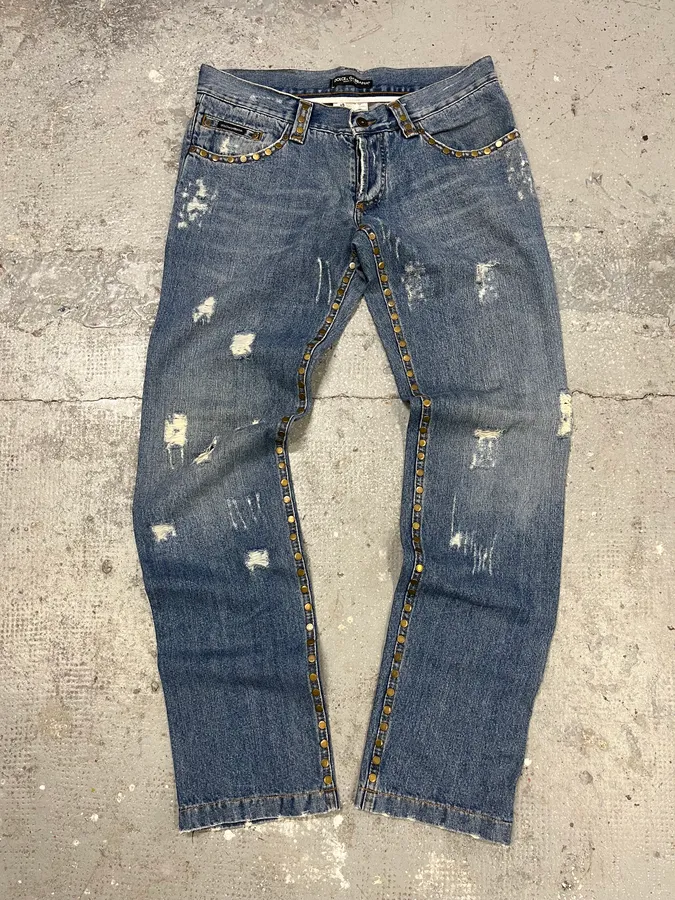 SS2006 Dolce & Gabbana Embellished Blue Tiger Jeans - Image 3
