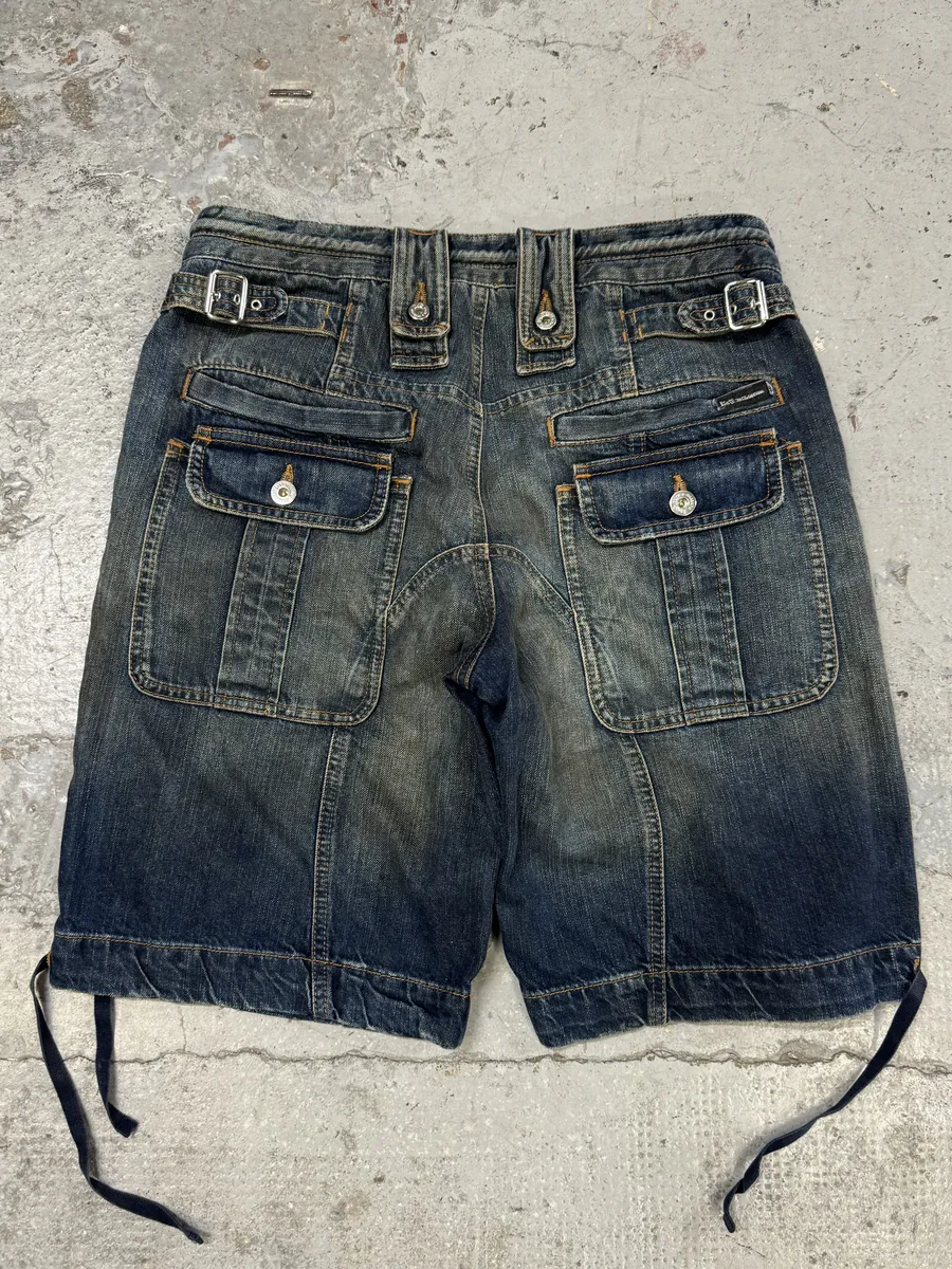SS2006 Dolce & Gabbana Faded Brut Hybrid Denim Shorts - Image 3