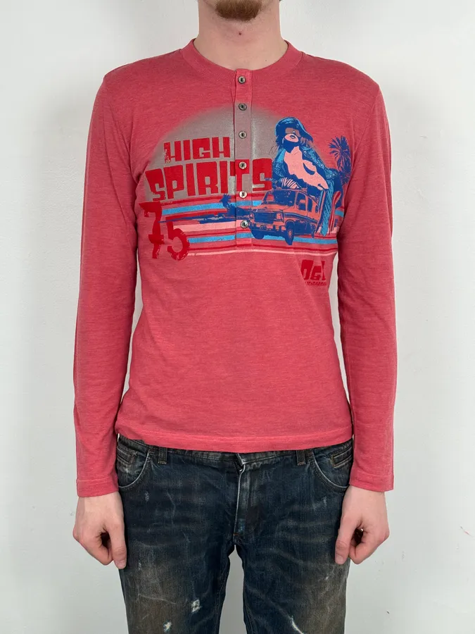 SS2006 Dolce & Gabbana “High Spirits 75” Graphic Henley Shirt - Image 2