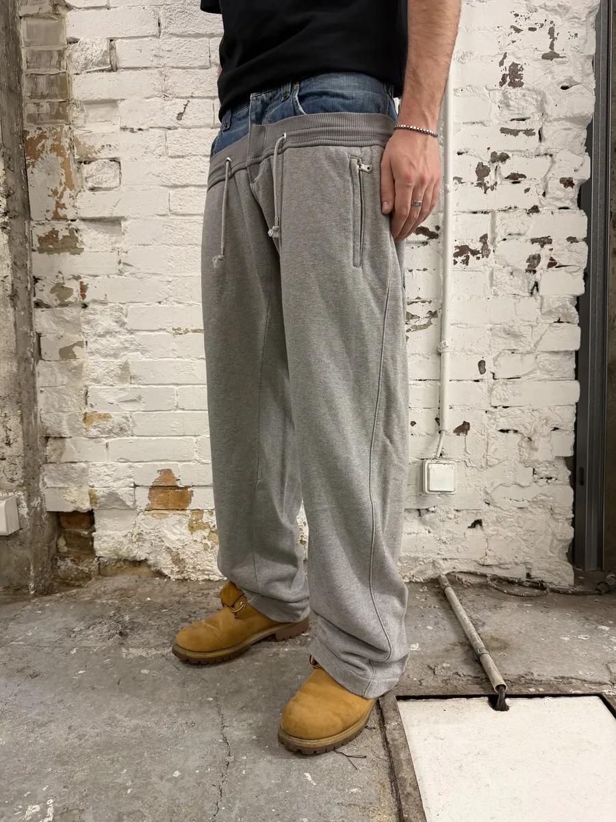 SS2006 Dolce & Gabbana Hybrid Denim Grey Jogger Pants - Image 6