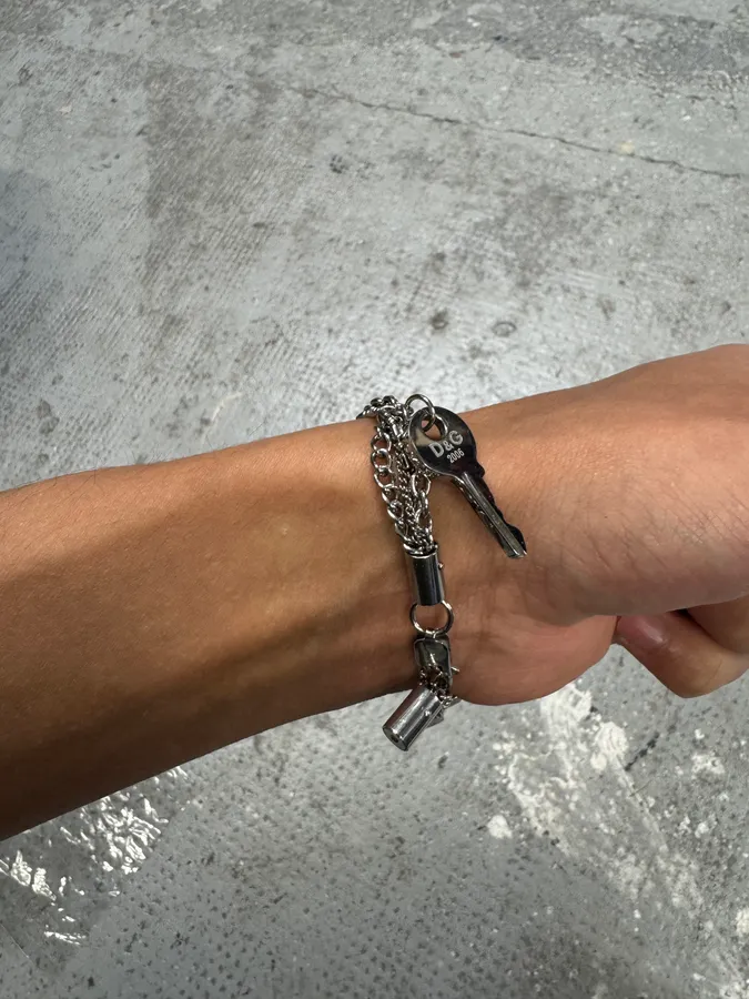 SS2006 Dolce & Gabbana Keys & Crosses Stainless Steel Bracelet - Image 6