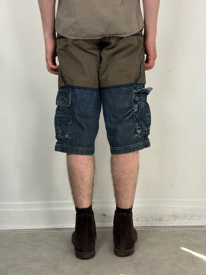 SS2006 Dolce & Gabbana Khaki Hybrid Cargo Denim Shorts - Image 5