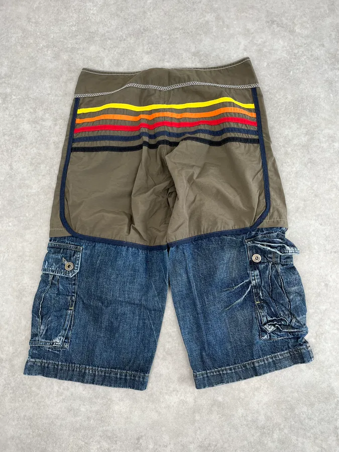 SS2006 Dolce & Gabbana Khaki Hybrid Cargo Denim Shorts - Image 8