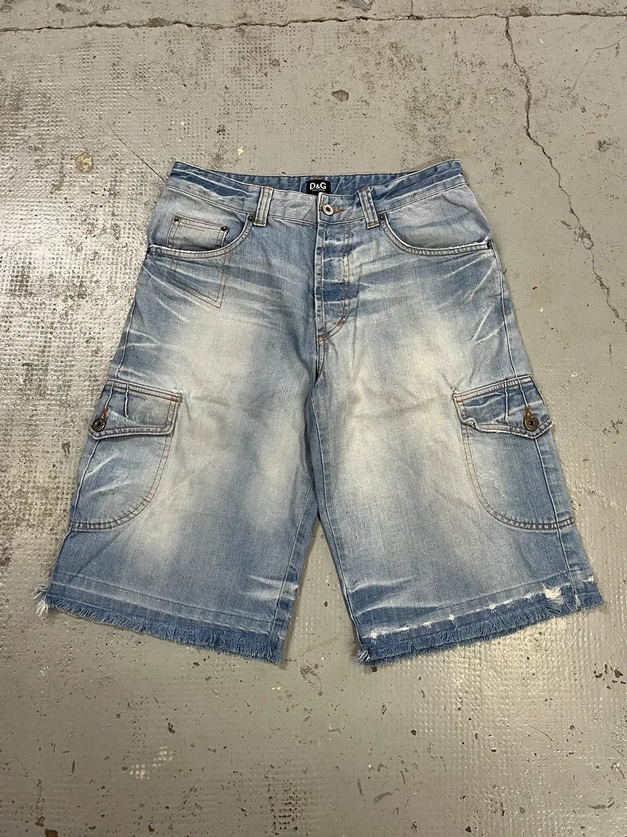 SS2006 Dolce & Gabbana Light Blue Denim Cargo Shorts - Image 5