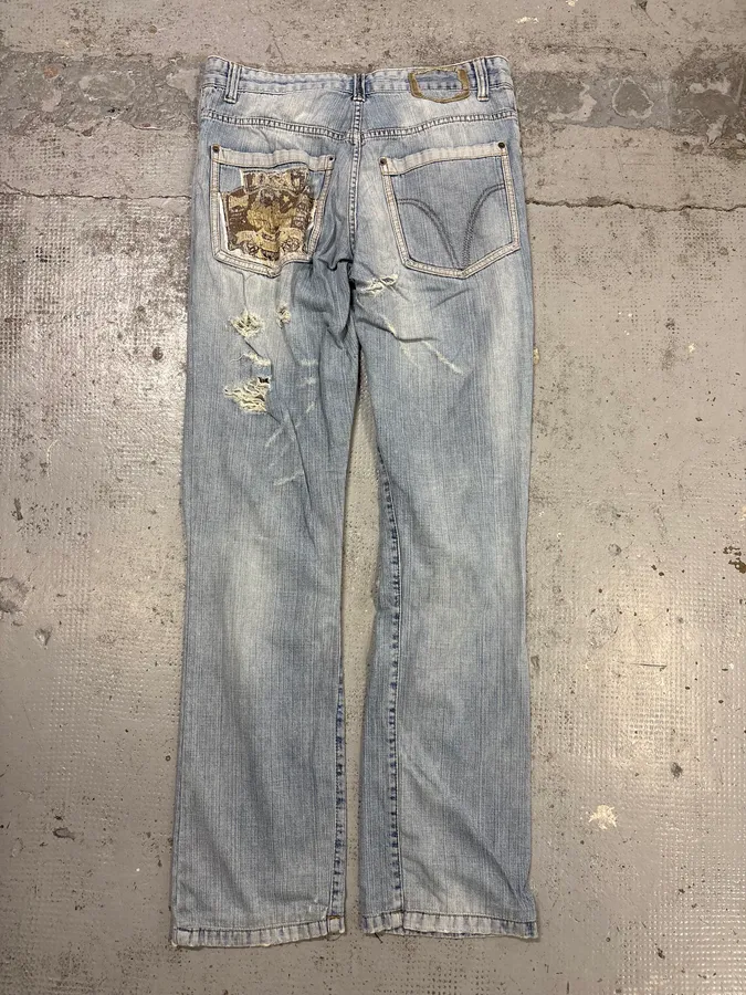 SS2006 Dolce & Gabbana Light Blue Denim Distressed Jeans - Image 4