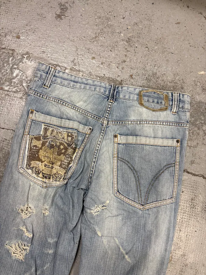 SS2006 Dolce & Gabbana Light Blue Denim Distressed Jeans - Image 7