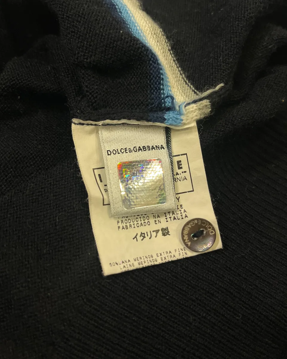 SS2006 Dolce & Gabbana Navy Striped Polo Sweater - Image 10