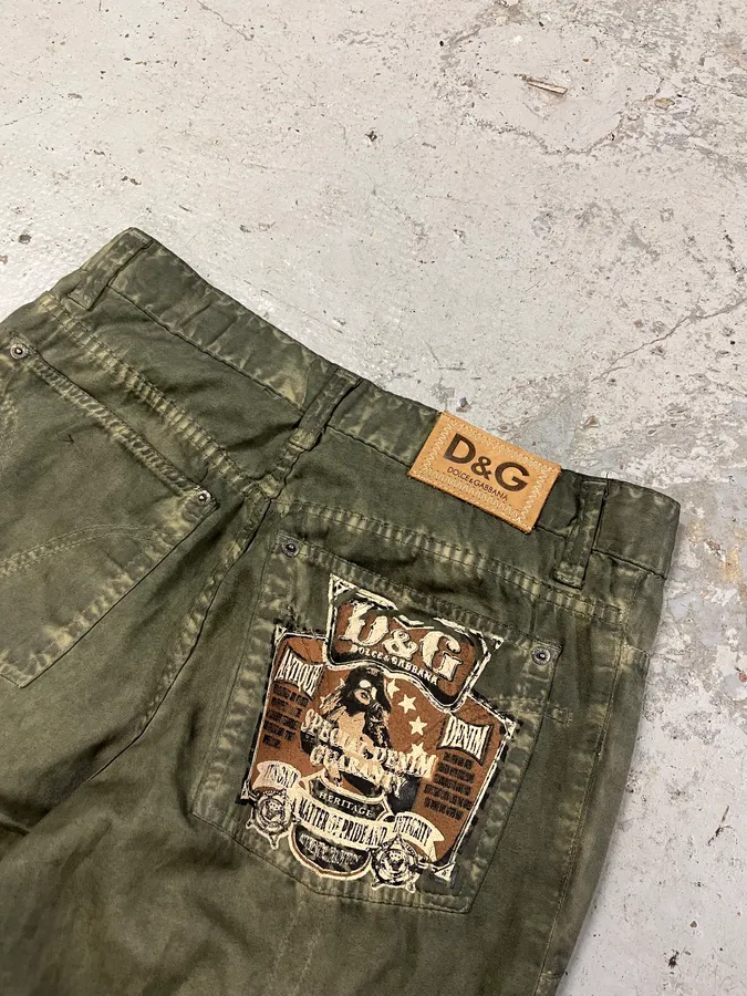 SS2006 Dolce & Gabbana Olive Green Pants - Image 9