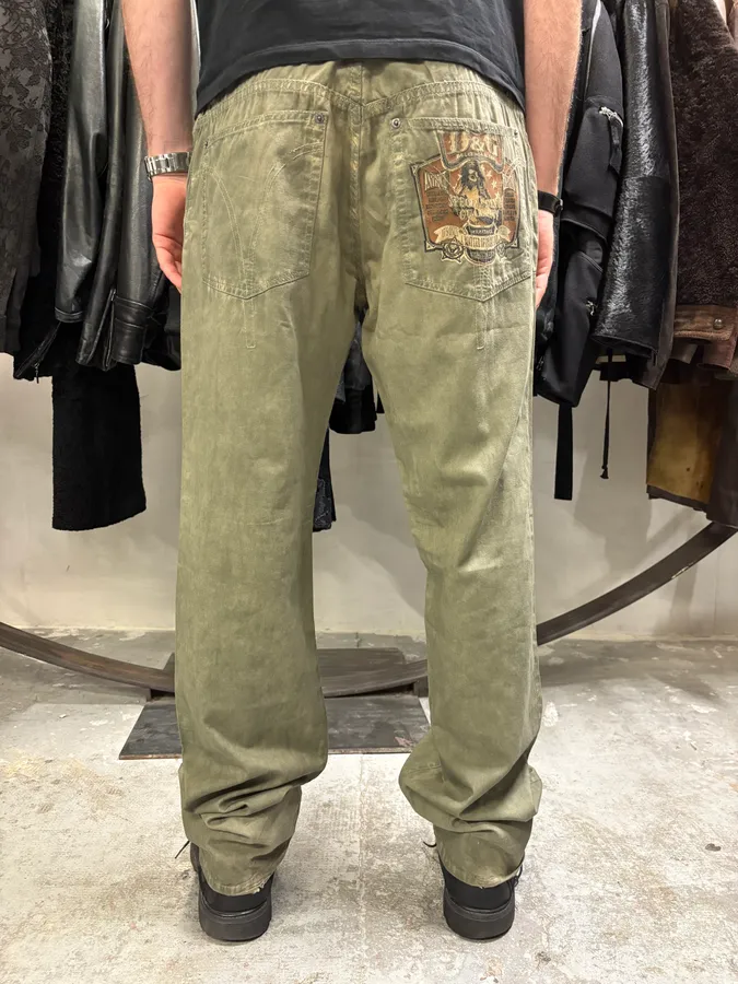 SS2006 Dolce & Gabbana Olive Washed Eroded Pants - Image 4