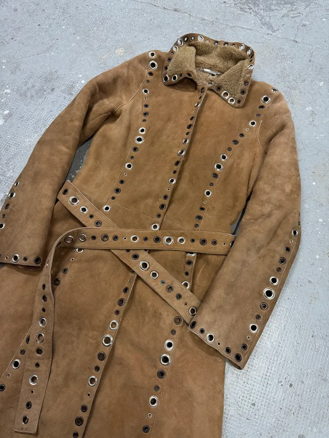 SS2006 Dolce & Gabbana Punk Holes Beige Long Shealing Jacket - Image 2