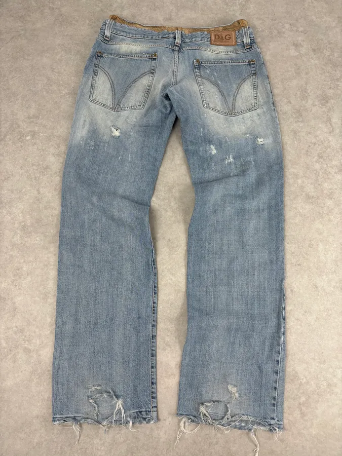 SS2006 Dolce & Gabbana Python Waist Distressed Denim Jeans - Image 6