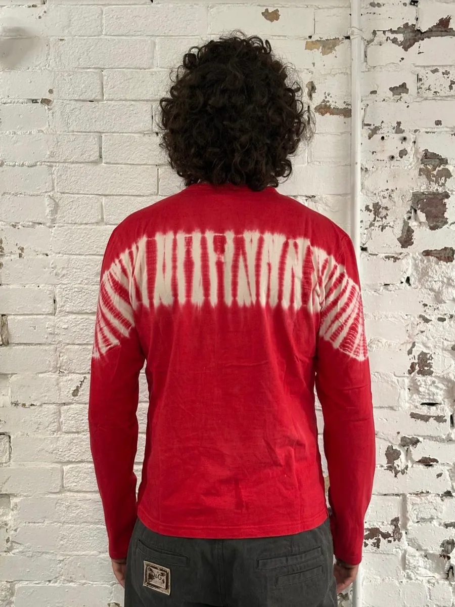SS2006 Dolce & Gabbana Red Beach Tie-Dye Longsleeve T-Shirt - Image 3