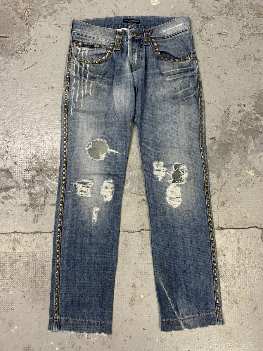SS2006 Dolce & Gabbana Studded Blue Denim Jeans