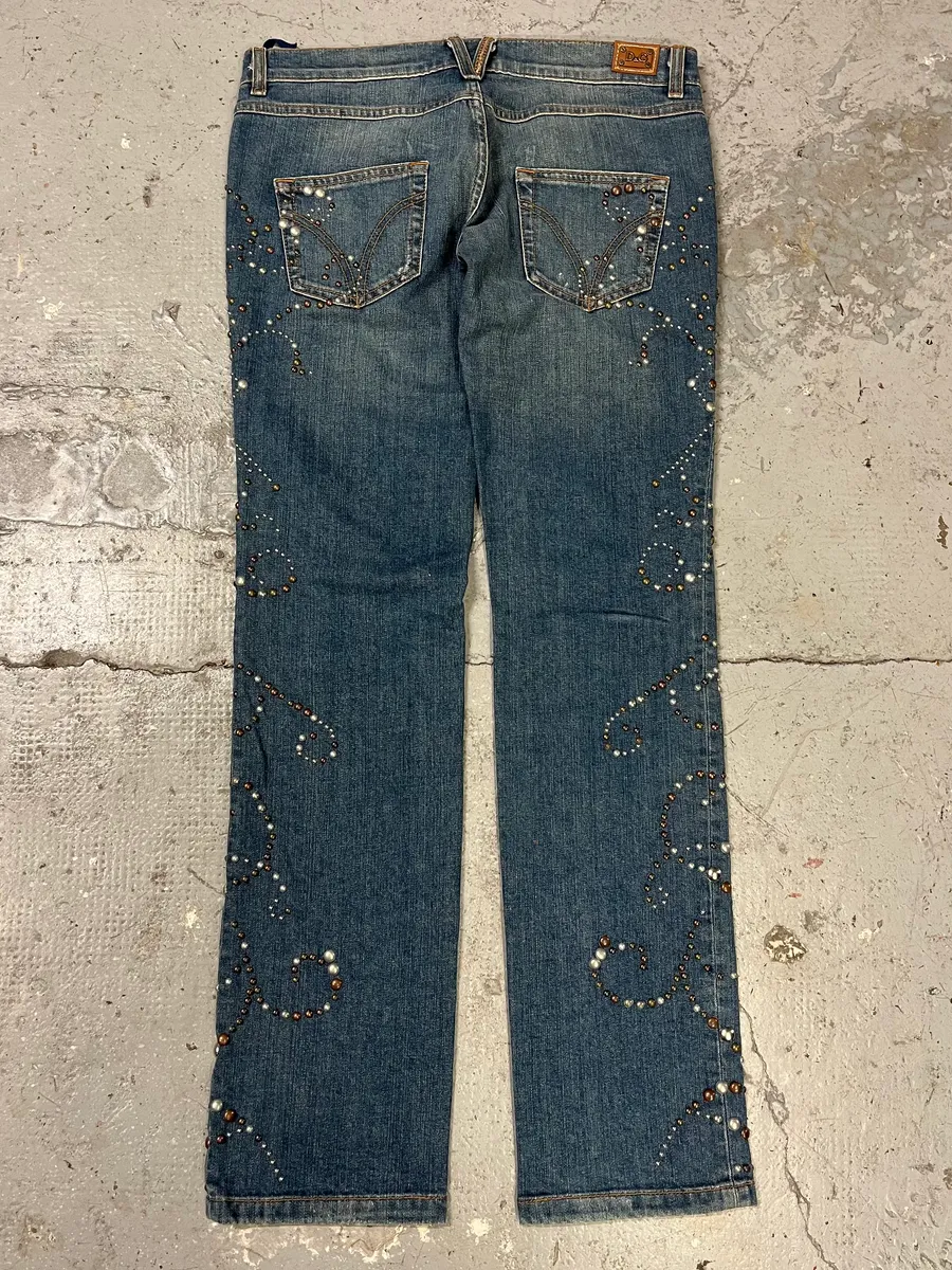 SS2006 Dolce & Gabbana Studded Ornaments Denim Jeans - Image 2