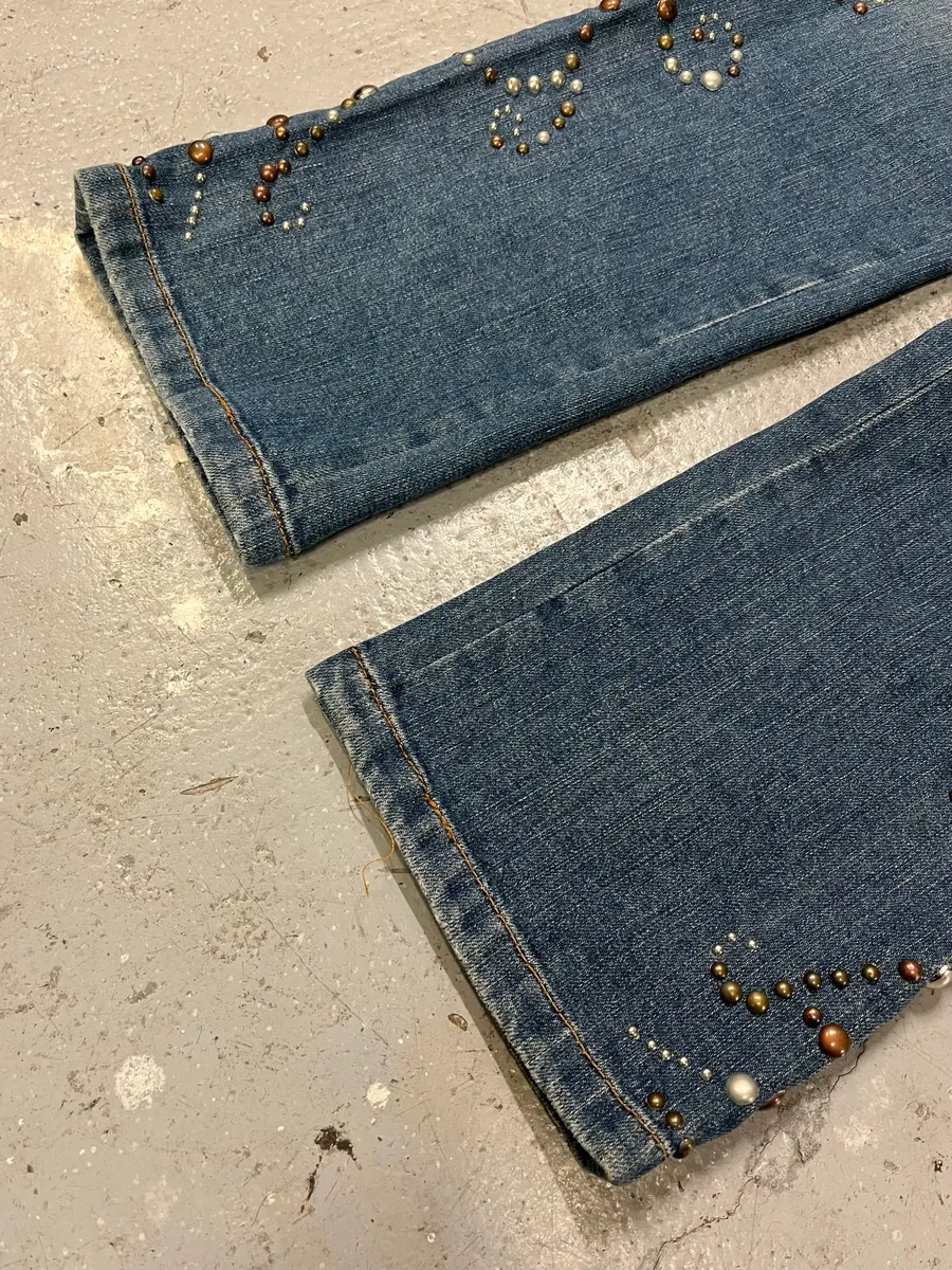 SS2006 Dolce & Gabbana Studded Ornaments Denim Jeans - Image 6