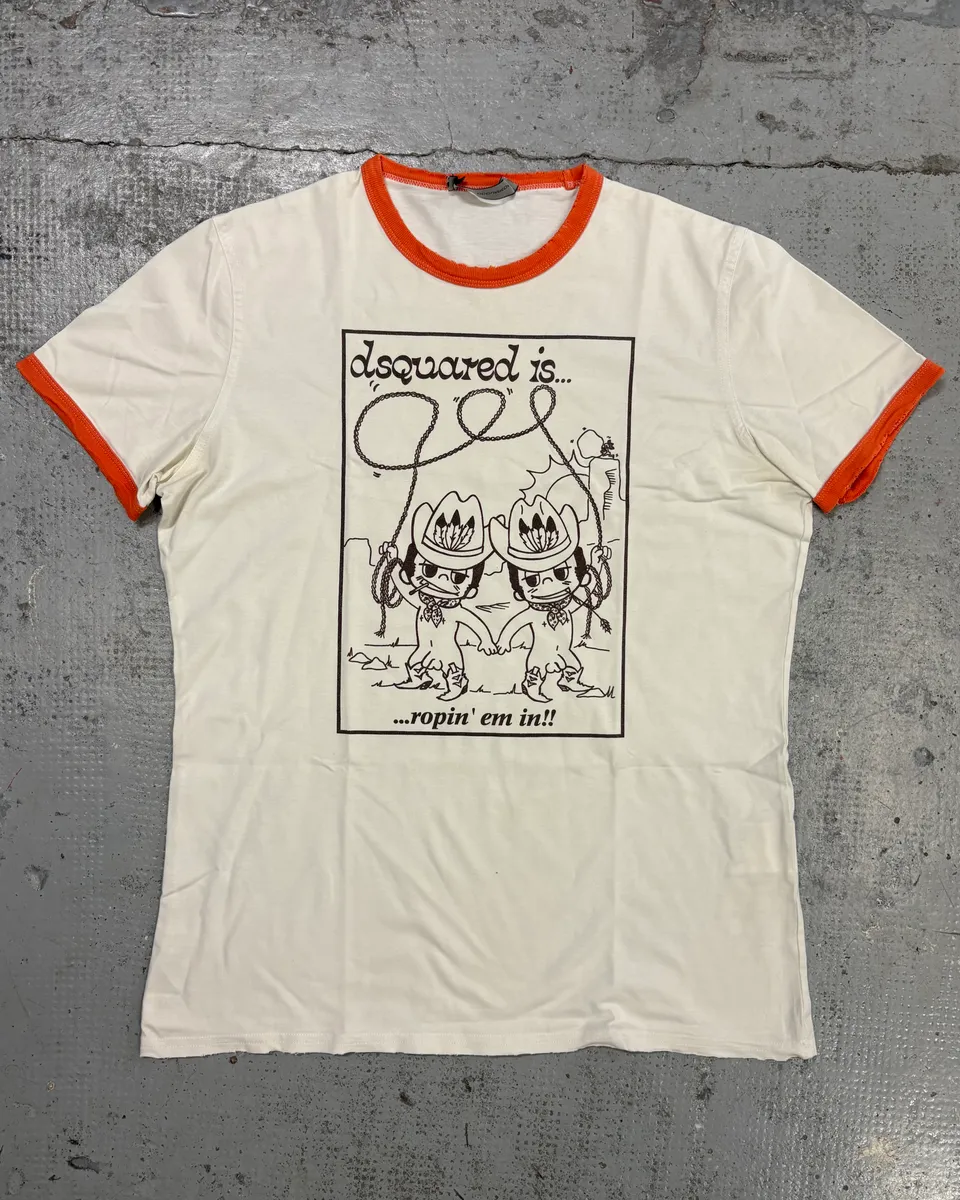SS2006 Dsquared2 White Cotton Graphic Print T-Shirt