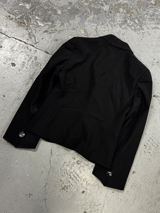 SS2006 Emporio Armani Black Ruched Wool Blazer Jacket - Image 6