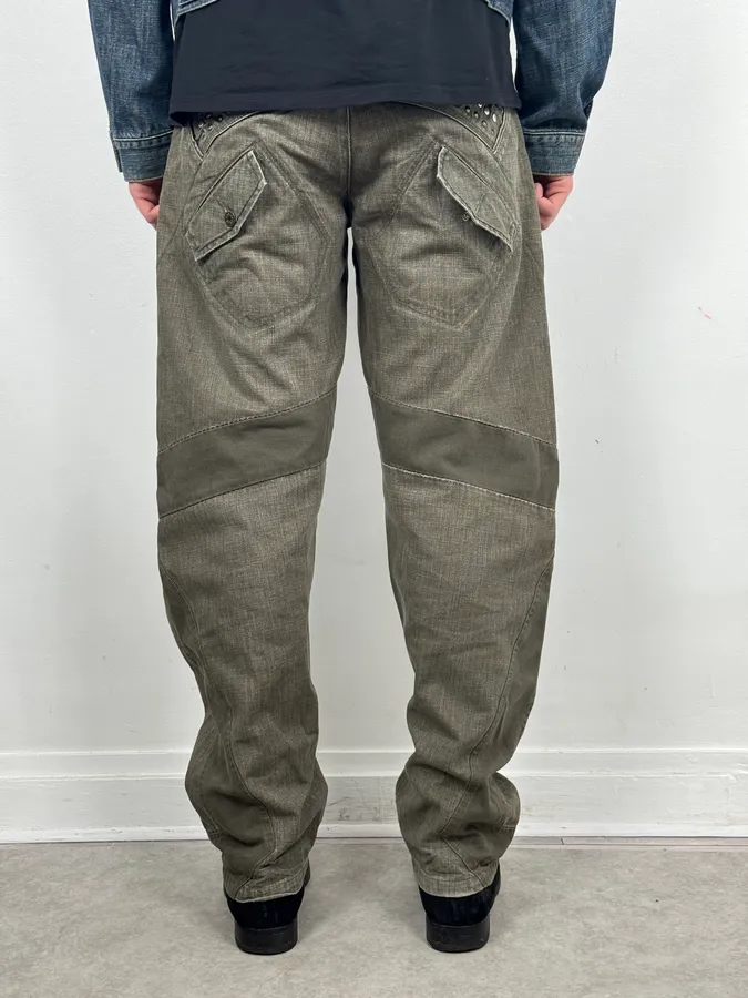 SS2006 Marithé + François Girbaud Khaki Studded Cargo Jeans - Image 5