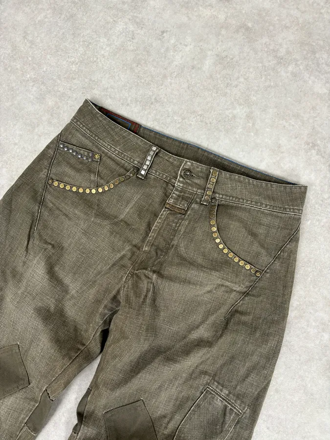 SS2006 Marithé + François Girbaud Khaki Studded Cargo Jeans - Image 6