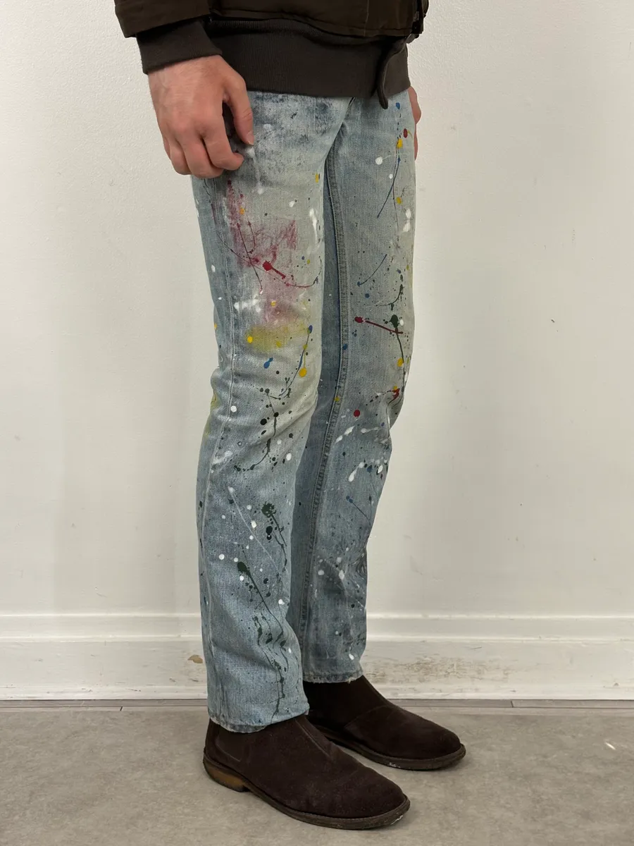 SS2006 Number (N)ine Paint Splatter Denim Jeans - Image 4