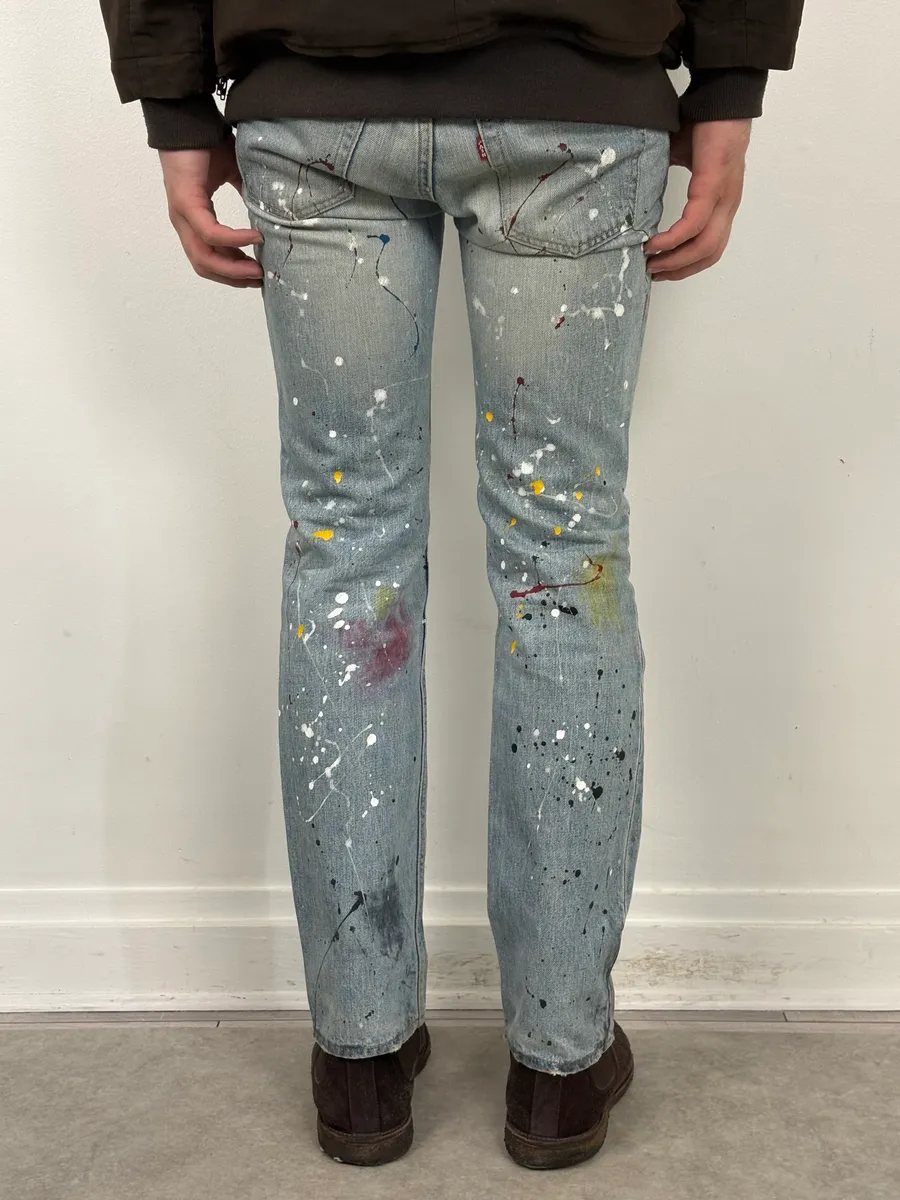 SS2006 Number (N)ine Paint Splatter Denim Jeans - Image 5