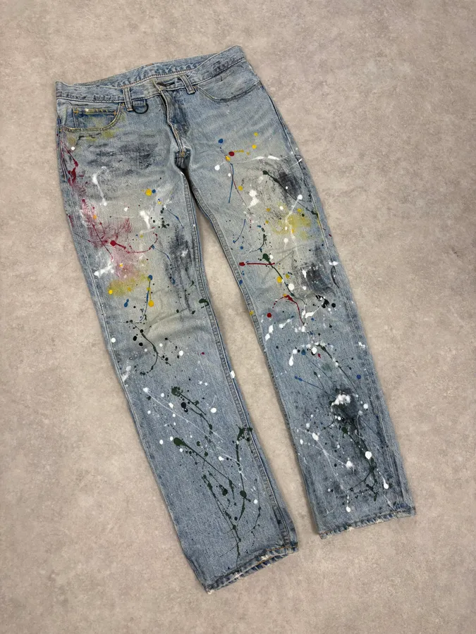 SS2006 Number (N)ine Paint Splatter Denim Jeans - Image 6