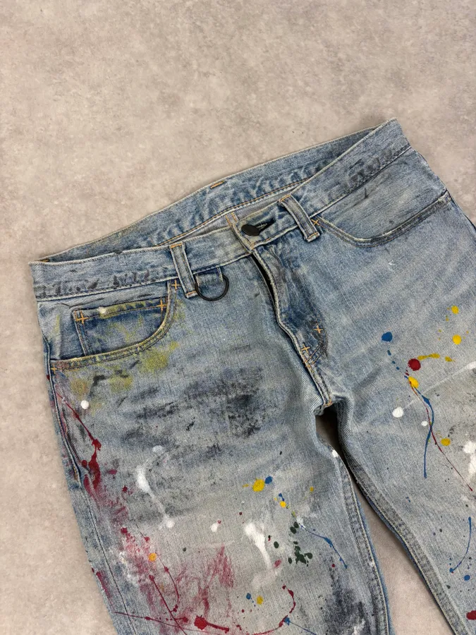 SS2006 Number (N)ine Paint Splatter Denim Jeans - Image 7
