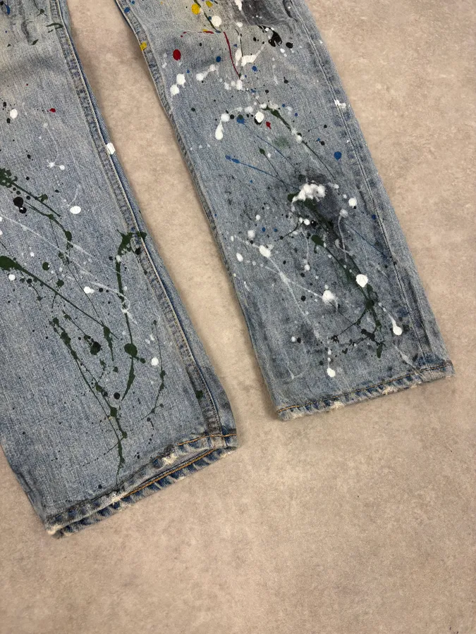 SS2006 Number (N)ine Paint Splatter Denim Jeans - Image 9