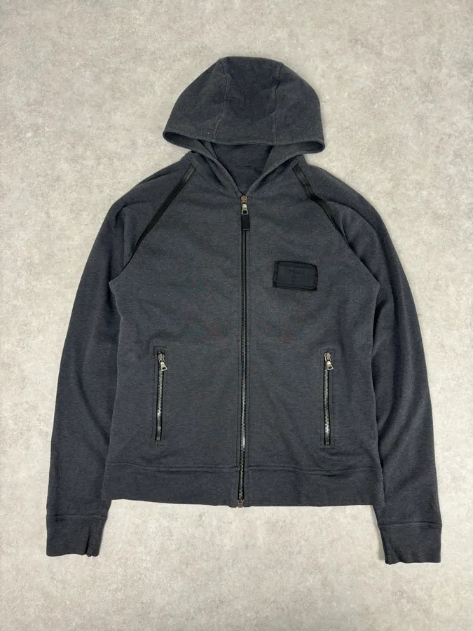 SS2006 Prada Grey Padded Zip-up Hoodie - Image 2