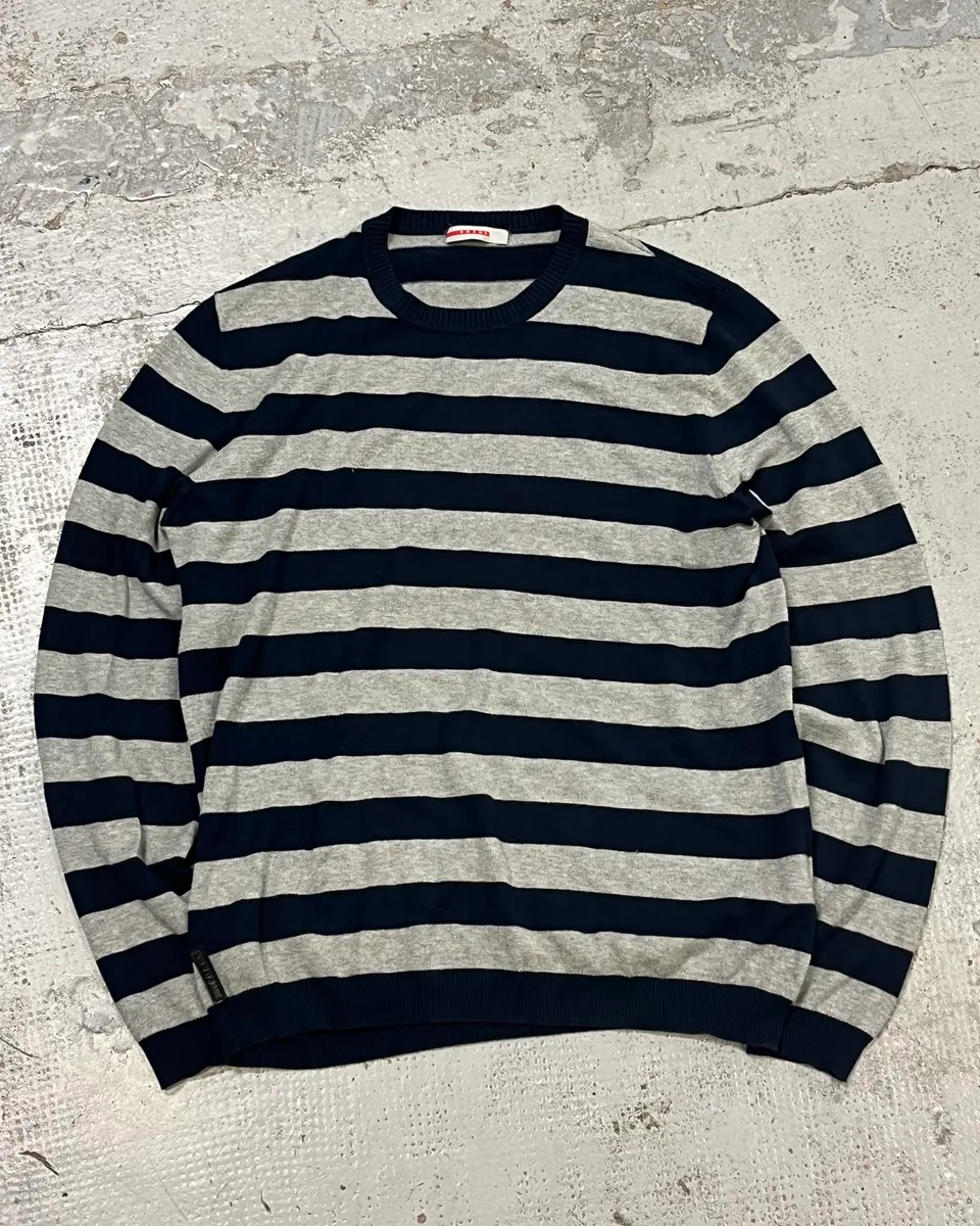 SS2006 Prada Navy & Grey Striped Sweater