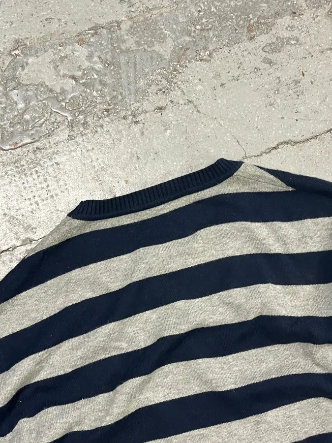 SS2006 Prada Navy & Grey Striped Sweater - Image 7