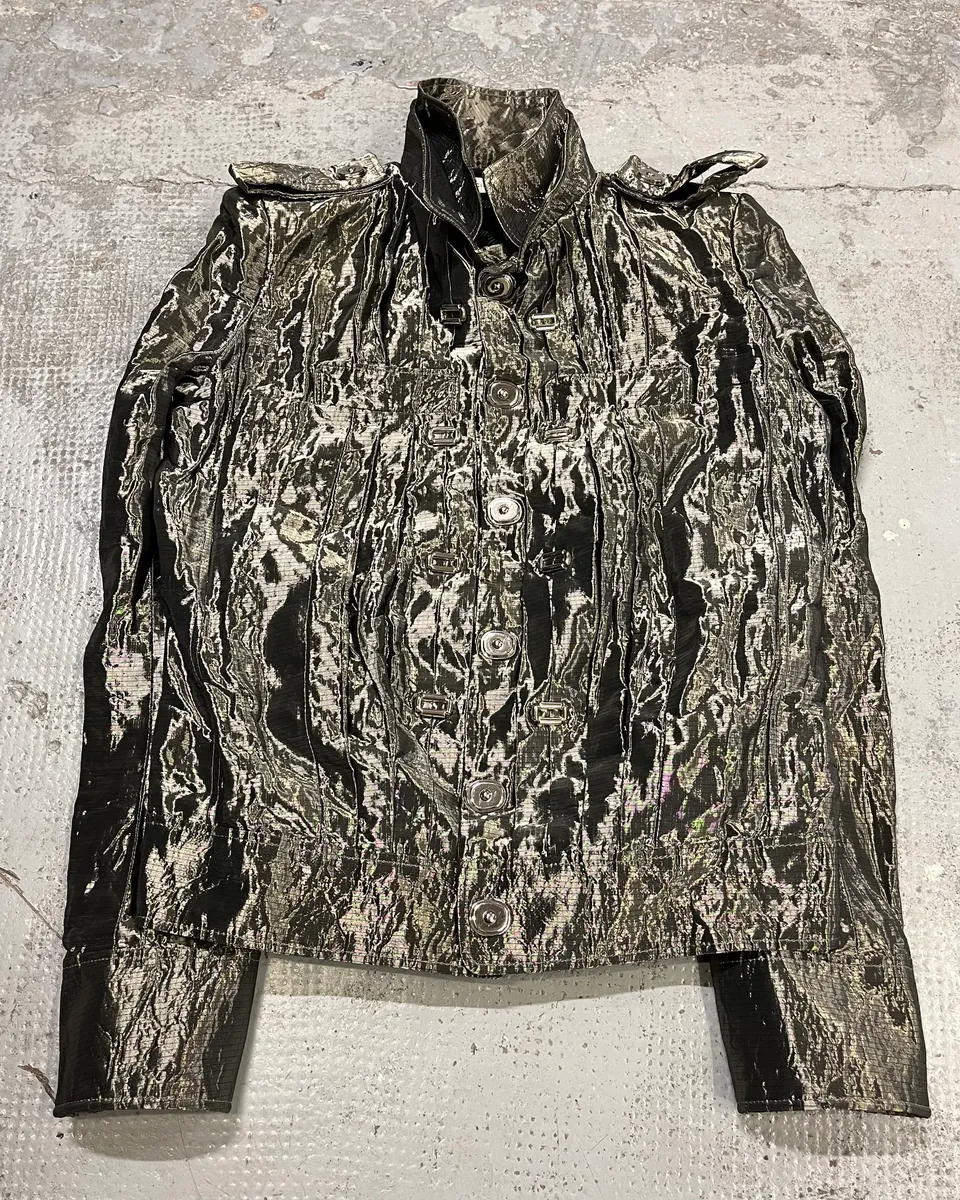 SS2007 Balenciaga Grey Nylon Metallic Jacket - Image 5