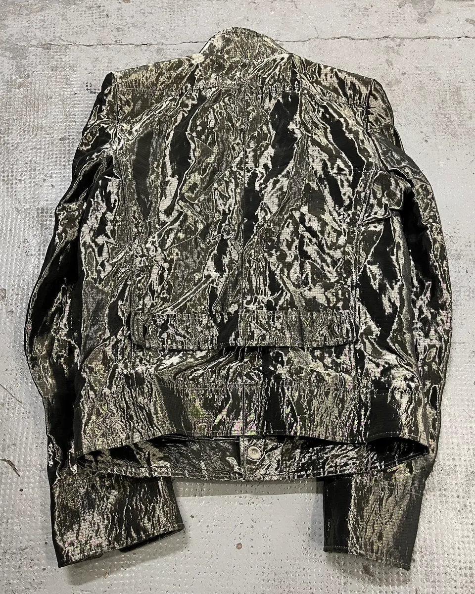 SS2007 Balenciaga Grey Nylon Metallic Jacket - Image 9