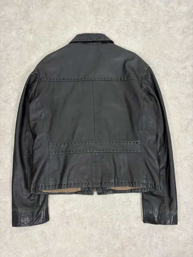 SS2007 Cavalli Black Imperial Leather Jacket - Image 7