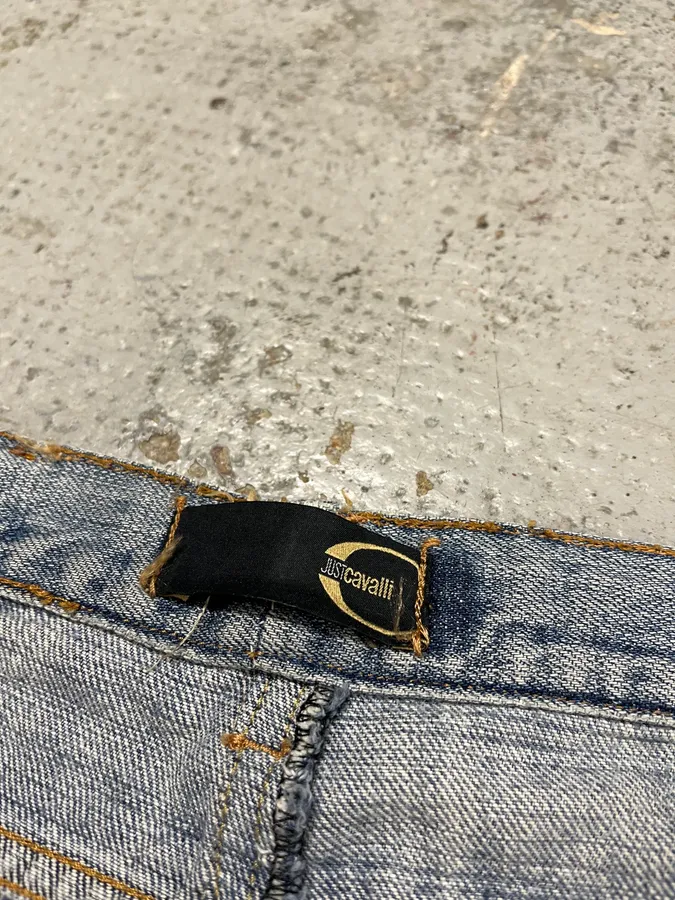SS2007 Cavalli Blue Distressed Tiger Denim Jeans - Image 12