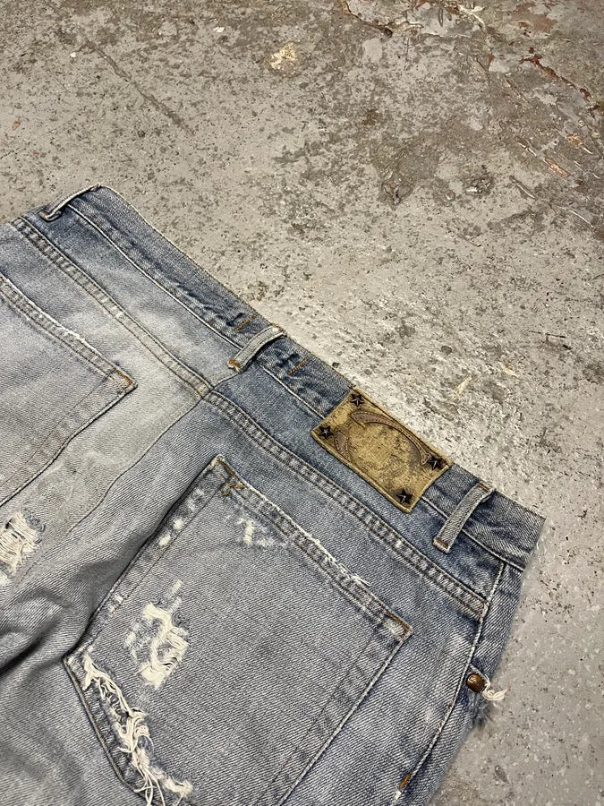 SS2007 Cavalli Blue Distressed Tiger Denim Jeans - Image 9