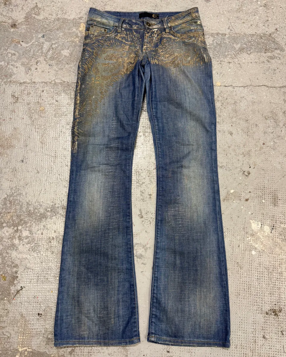 SS2007 Cavalli Blue Golden Aged Royal Denim Jeans